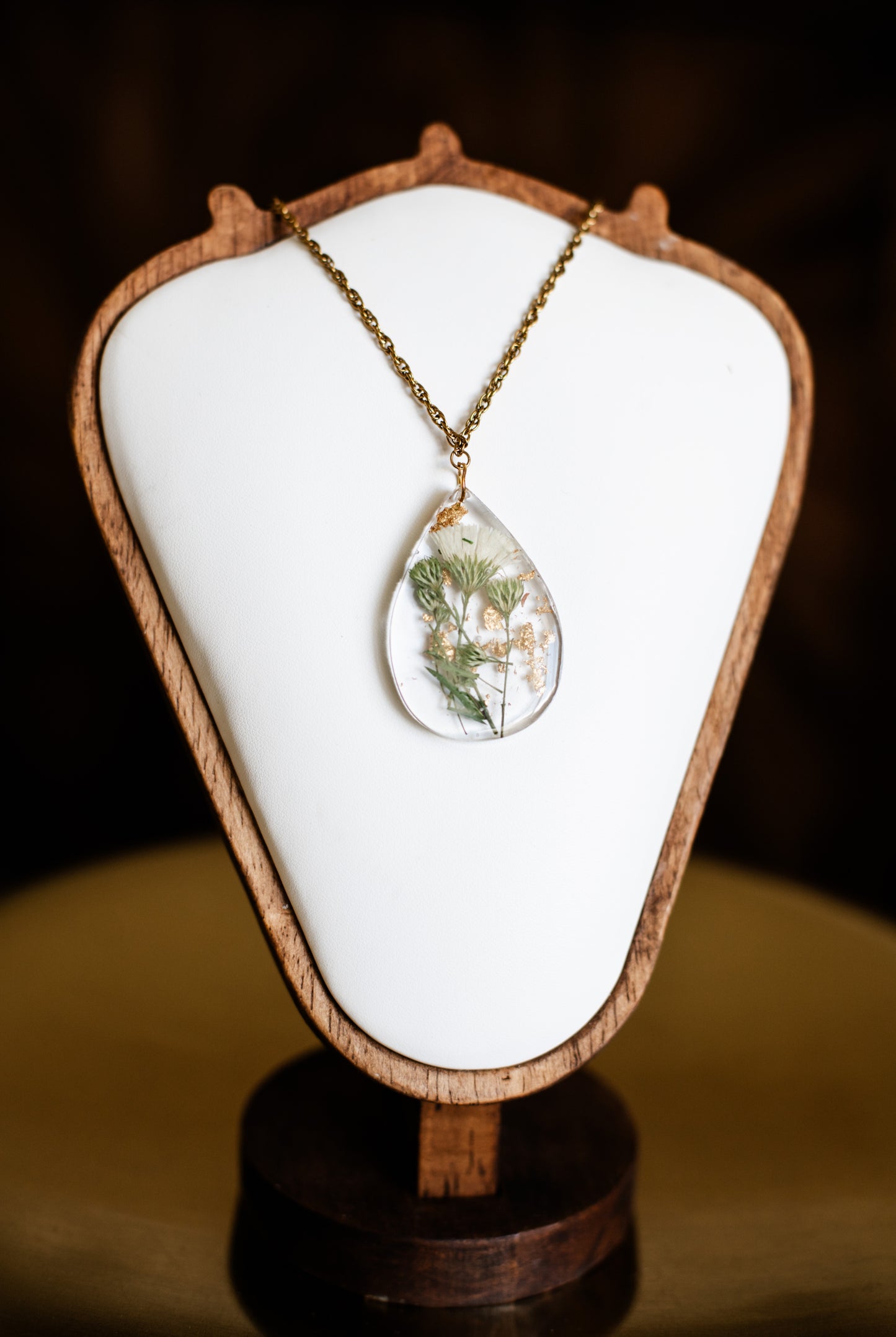 Flower in Resin Pendant Necklace