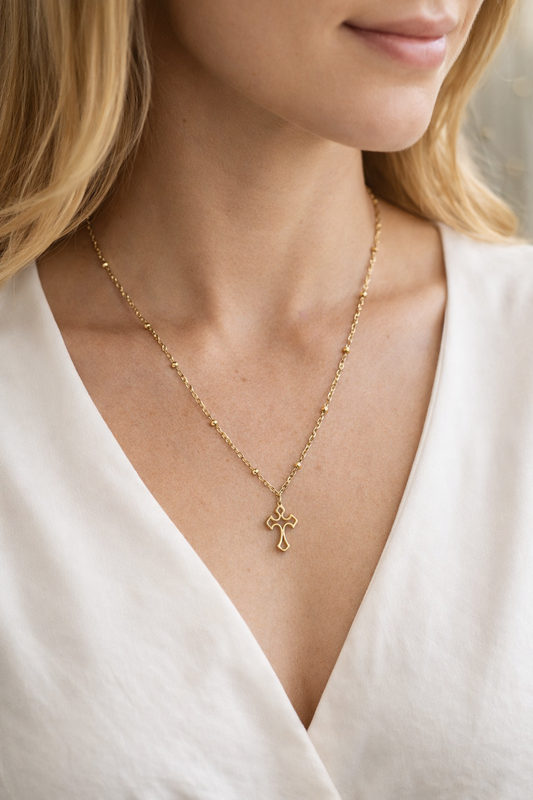 Stainless Steel Necklace with Cross Pendant